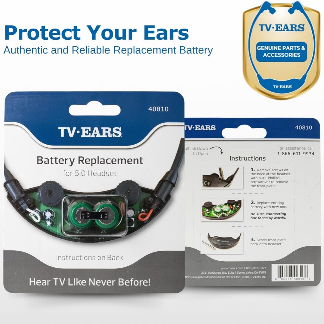 TV Ears 5.0 Headset Replacement Battery VARTA V80H Original Digital Headsets Rechargeable