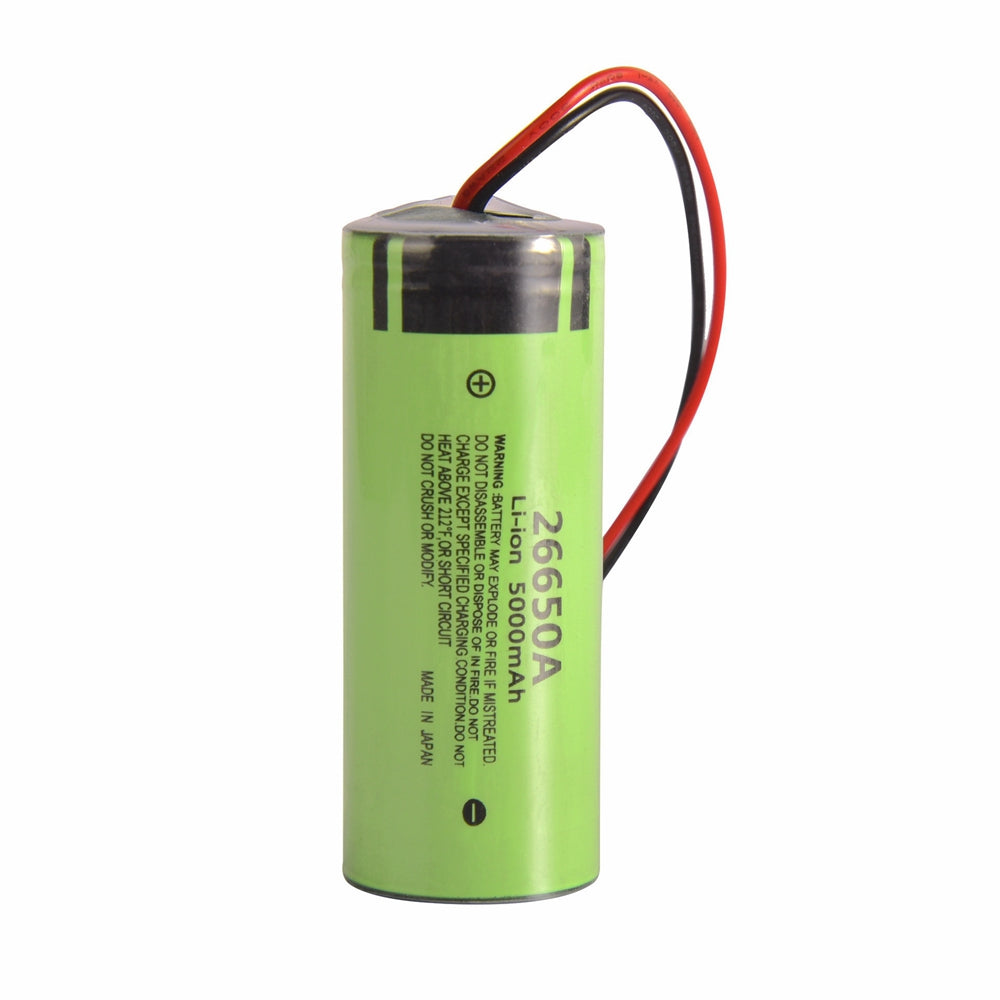 2pcs 26650 5000mAh 3.7V 26650 Llithium ion Battery Flat Top For Flashlight Headlamp