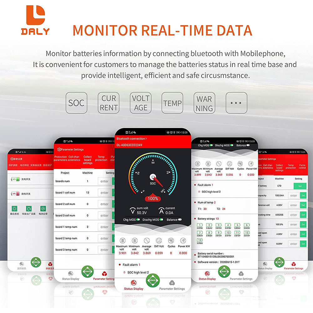 Daly smart bms Li-ion 10S 36V 120A bluetooth BMS FAN board 50 120 209