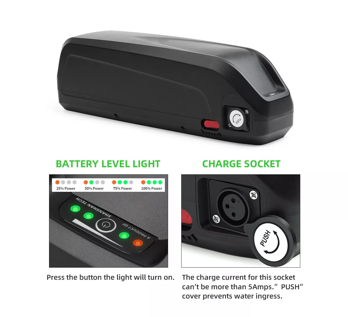 36V/48V 13Ah/20Ah Hailong E-Bike Battery - 1000W Lithium Kit For Juiced, Bafang, Voilamart
