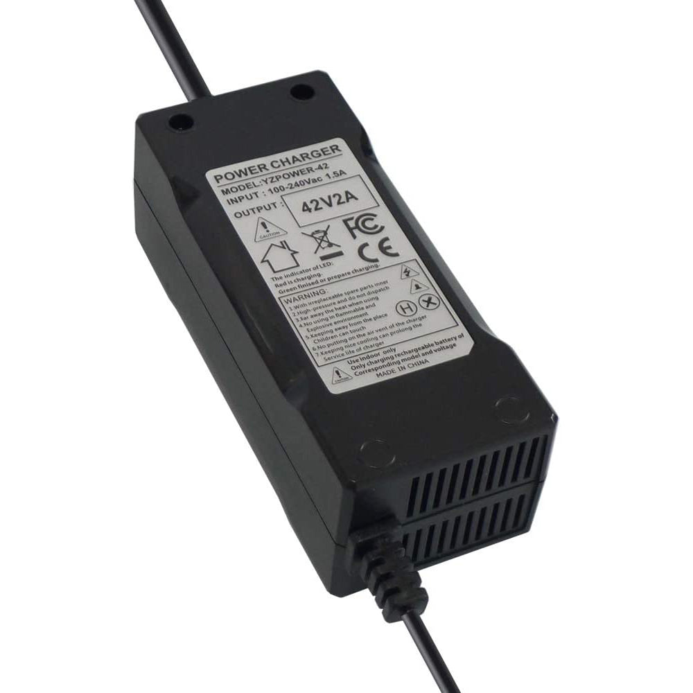 충전기 전원 어댑터 42V 2A - 36V 8Ah-15Ah 리튬 이온 배터리 팩용, DC 5.5 x 2.5mm 및 5.5 x 2.1mm 포함