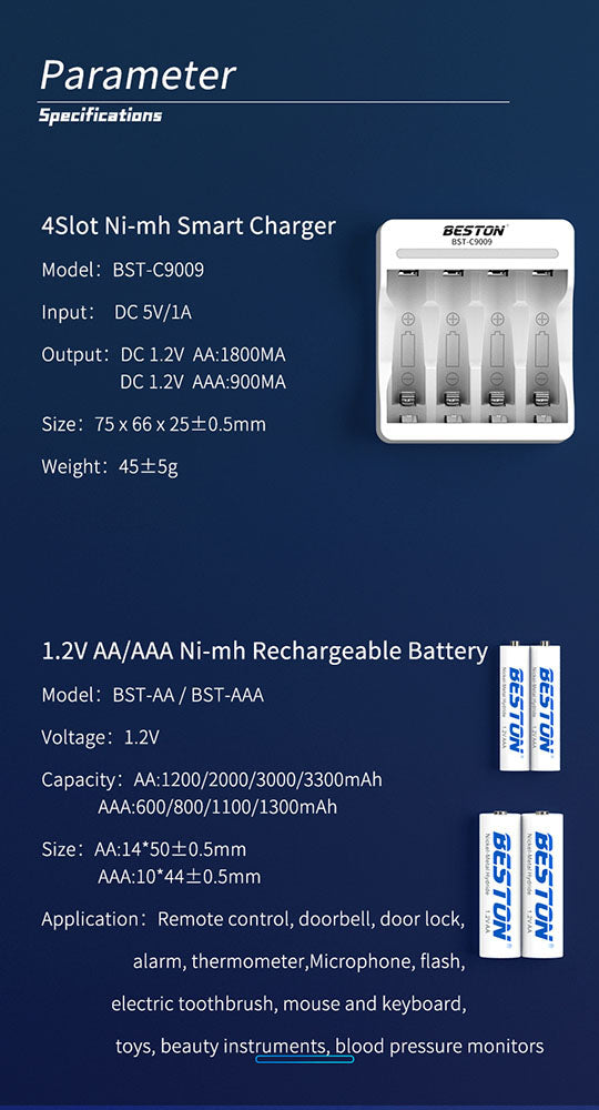 Smart Charger Micro USB for 1.2V Ni-mh Ni-CD AA AAA Charger 4 slots