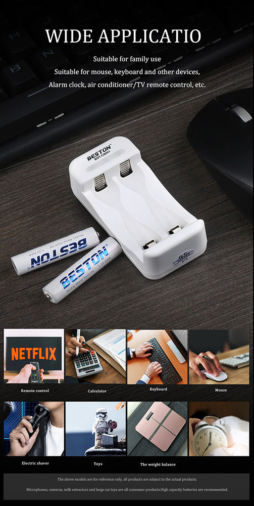 AA AAA Ni-MH 충전용 2 슬롯 지능형 USB 충전기 Beston