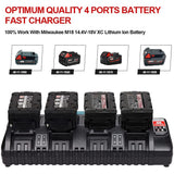 4-Ports M18 Rapid Battery Charger 48-59-1804 compatible with Milwaukee 18V XC Lithium Ion Battery 48-11-1850 48-11-1840 48-11-18155 48-1 1-1828