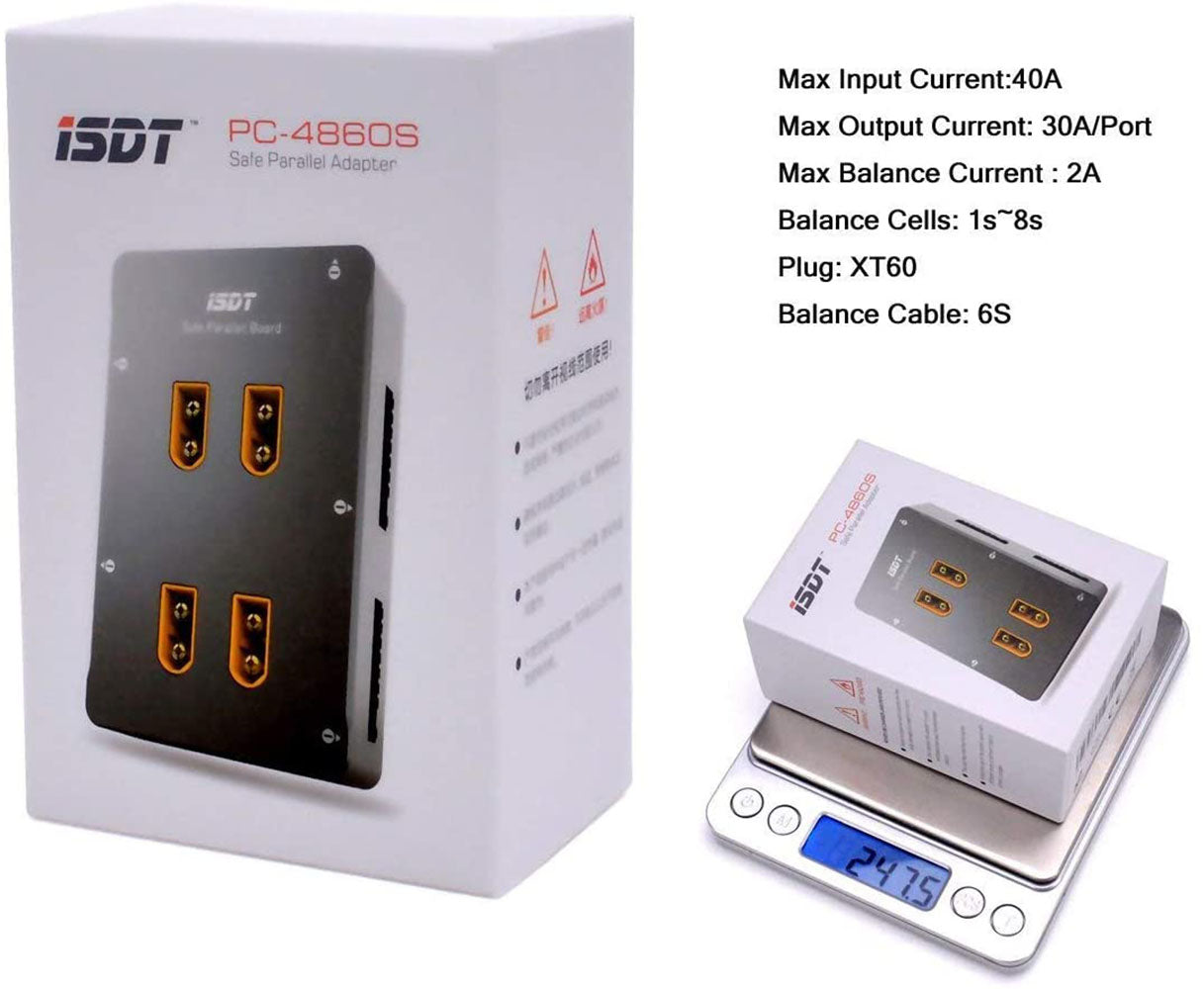 Estação de Carregamento Paralelo ISDT PC-4860 para Bateria RC LiPo 1-8S XT60
