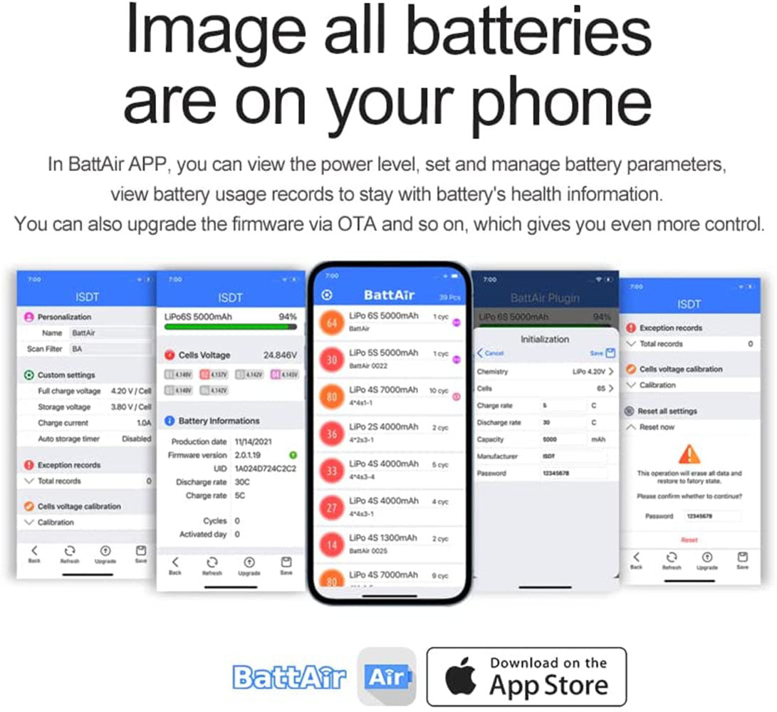 5 Stuks BattAir Plugin BMS Slimme Controller APP Bluetooth Besturing 3-4S ISDT