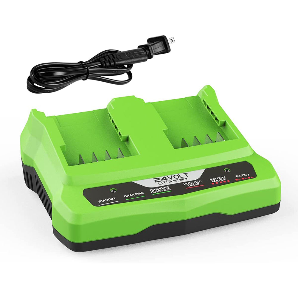 Carregador Dual 2Port 29862 24V para Bateria de Lítio Greenworks G-24 – Carregamento Rápido