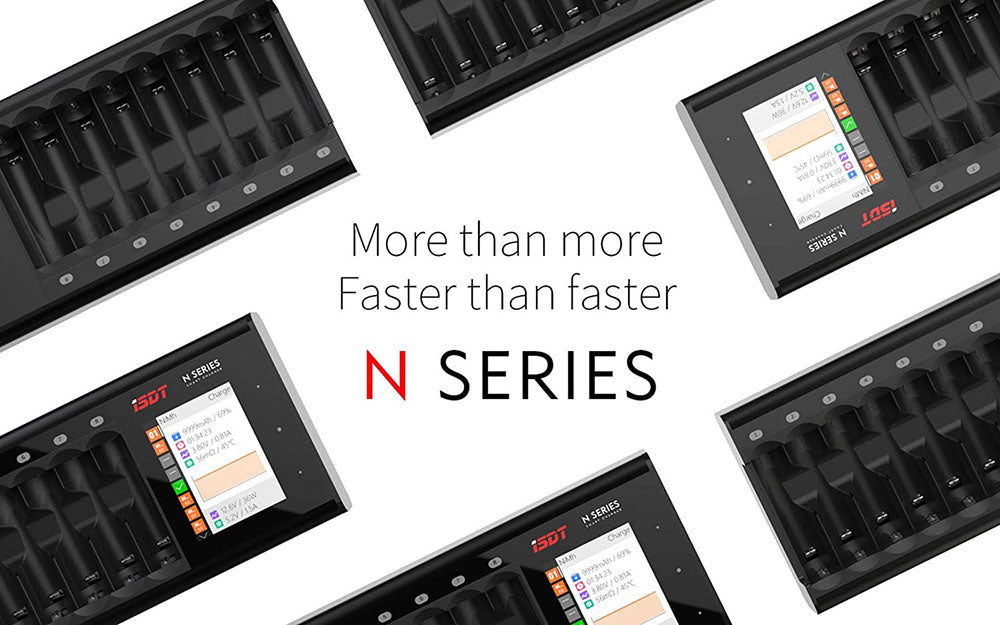 ISDT N8 battery charger LCD display quick charger for 8 batteries NI-MH NI-Cd AA AAA Li-ion LiFePO4 Eneloop Panasonic Varta battery