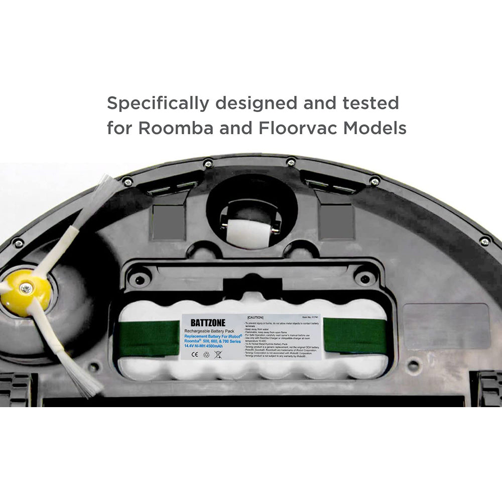 Batería NiMH de 14,4 V y 3850 mAh para iRobot Roomba serie 900, 800, 700, 600 y 500, incluye 4 cepillos laterales y 1 herramienta de limpieza de cepillos