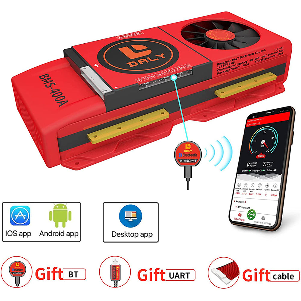 달리 스마트 BMS 리튬이온 17S 60V 400A 블루투스 BMS 팬 보드 52 130 257