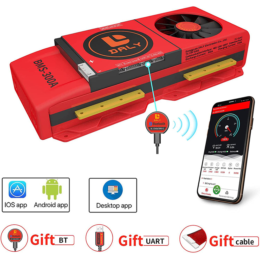 Daly smart bms Li-ion 7S 24V 300A bluetooth BMS FAN board 52130257