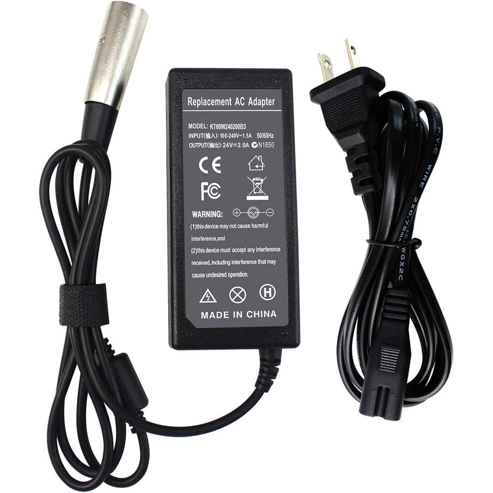 Chargeur de batterie de scooter électronique 24 V 2 A pour Go-Go Elite Traveller SC40E/SC44E, Ezip Mountain Trailz Schwinn 4.0 S400 S500 Jazzy Power Chair