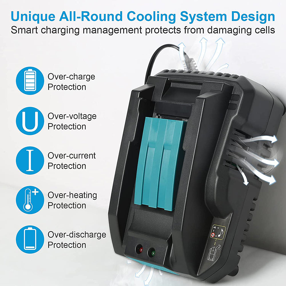 マキタ 14.4V-18V リチウムイオンバッテリー用 DC18RC 交換用バッテリー充電器（BL1815、BL1830、BL1840、BL1850 バッテリー充電器に互換性あり）