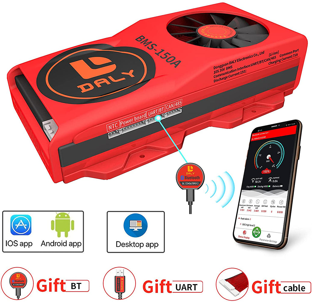 Bms Fans For Graphics Daly Smart BMS Li-ion 10S 36V 150A met Bluetooth BMS FAN Board – BATTERYINT