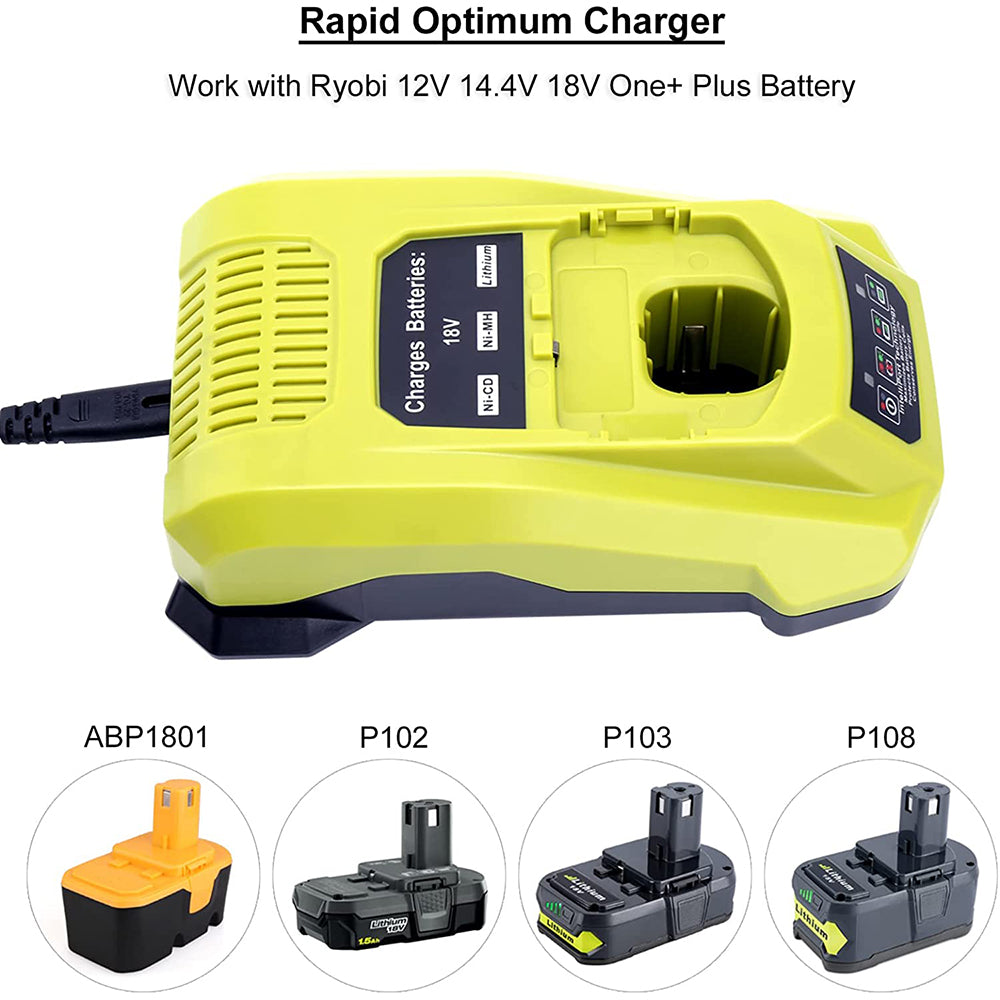 Oplaadbare Batterij Oplader Compatibel met Ryobi 12V-18V One+ Lithium-Ion NiCad NiMh Batterijen P102 P108 P189 P197 P103HP Batterij PBP002 PBP005