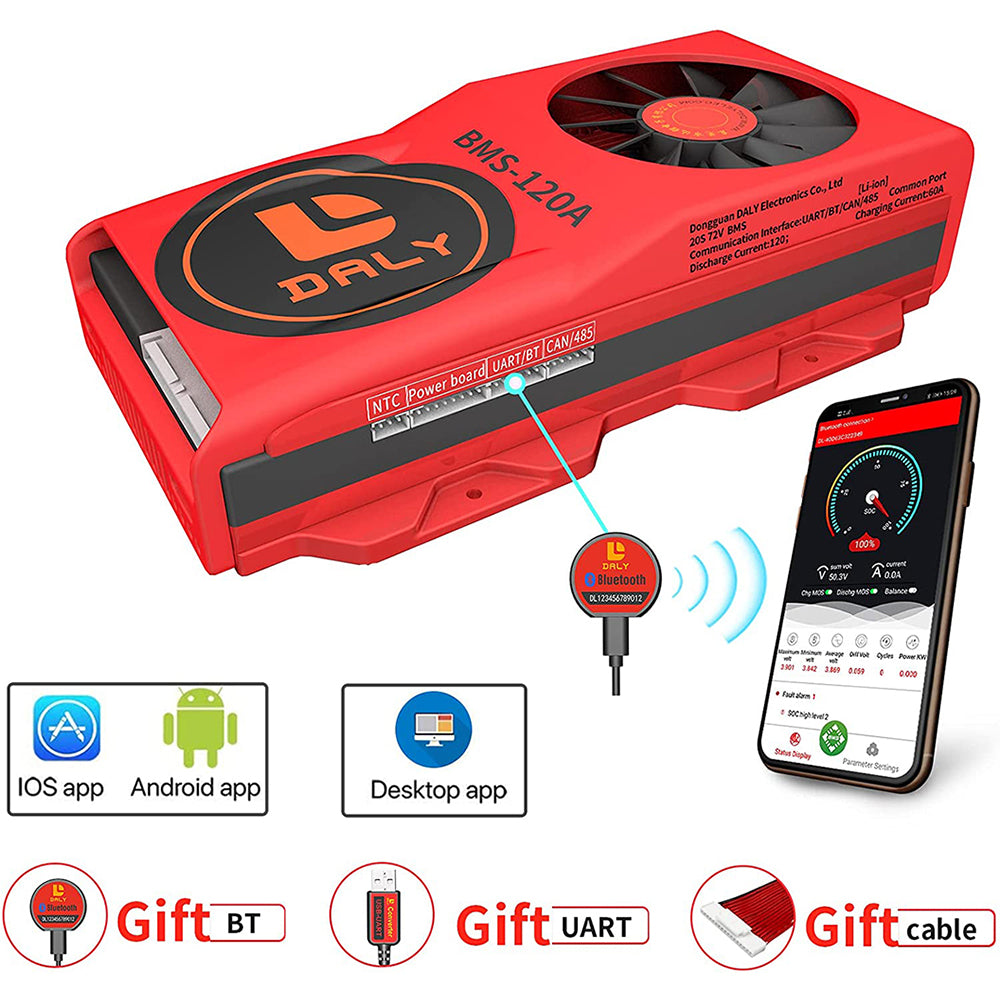 Daly 스마트 BMS 리튬이온 17S 60V 120A 블루투스 BMS FAN 보드 50 120 209