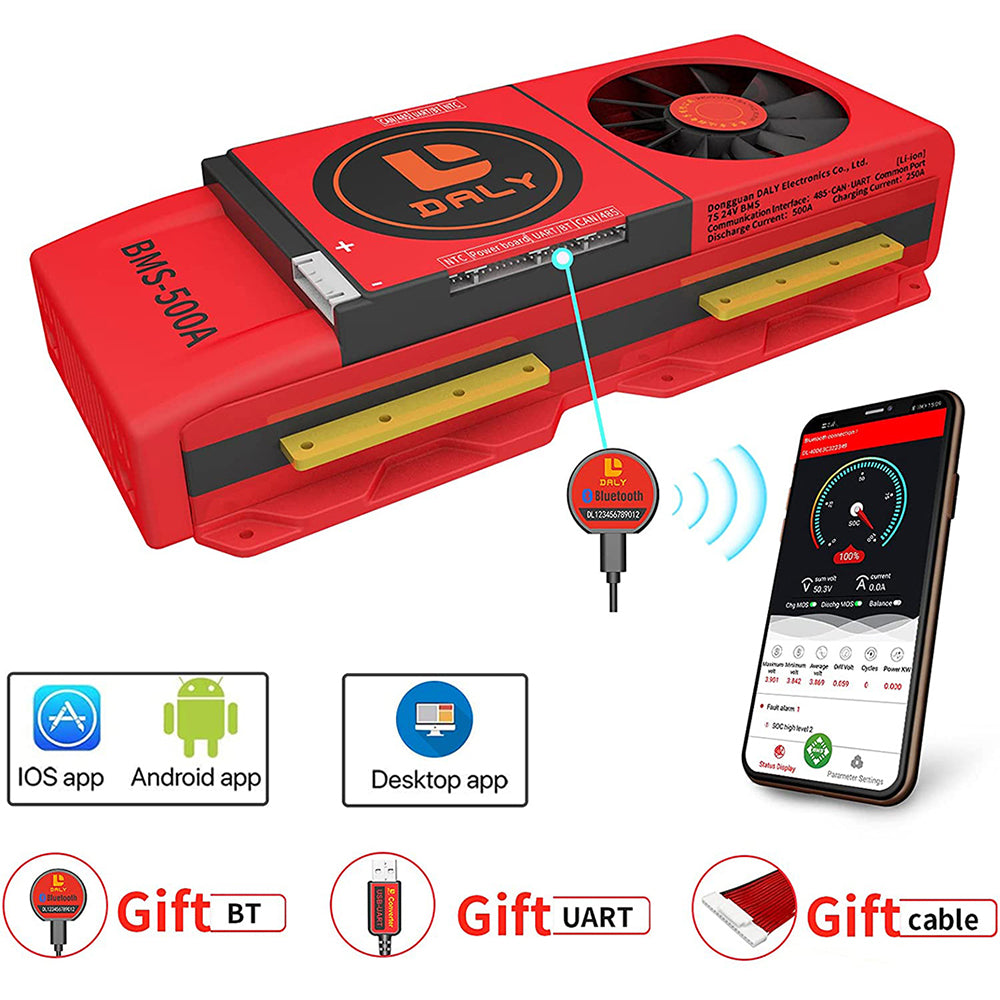 Daly smart bms Li-ion 7S 24V 500A bluetooth BMS FAN board 52130257
