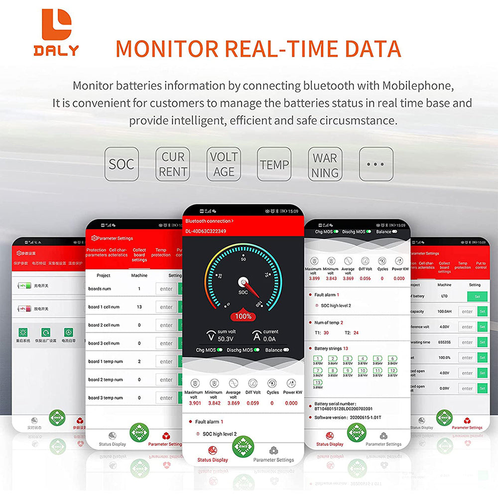 Daly smart bms Lifepo4 4S 12V 150A bluetooth BMS board 20 95 212