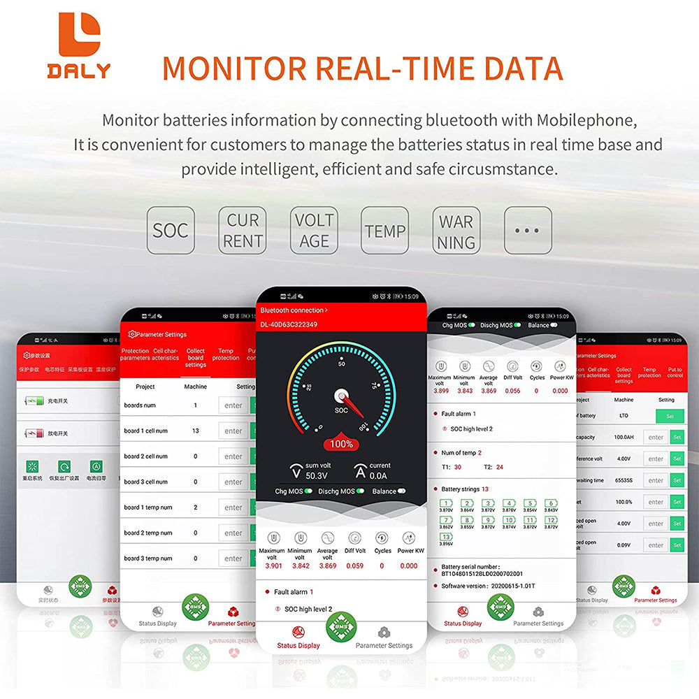 Daly smart bms Lifepo4 12S 36V 120A bluetooth BMS FAN board 50 120 209