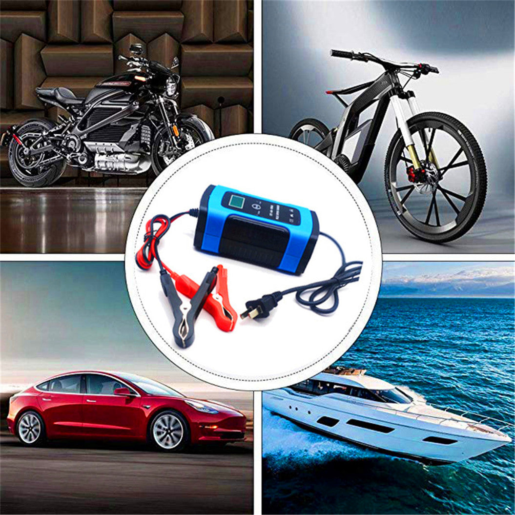 12V 6A Automatische Batterijlader Slimme Loodzuur Oplader voor Auto, Vrachtwagen en Motoren