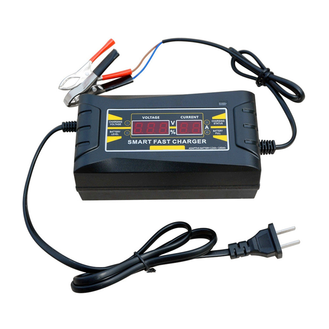 12V 6A Car Battery Charger Intelligent AGM GEL Lead-Acid Automatic For 75AH 100AH