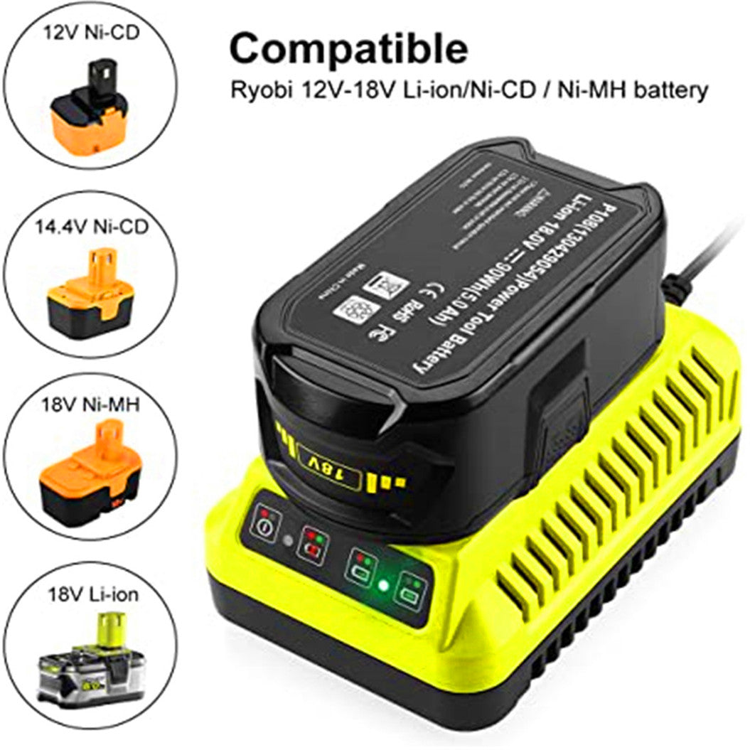 3A 12V-18V replacement charger for Ryobi ONE + P108 P107 P104 P105 P102 P103 tools battery