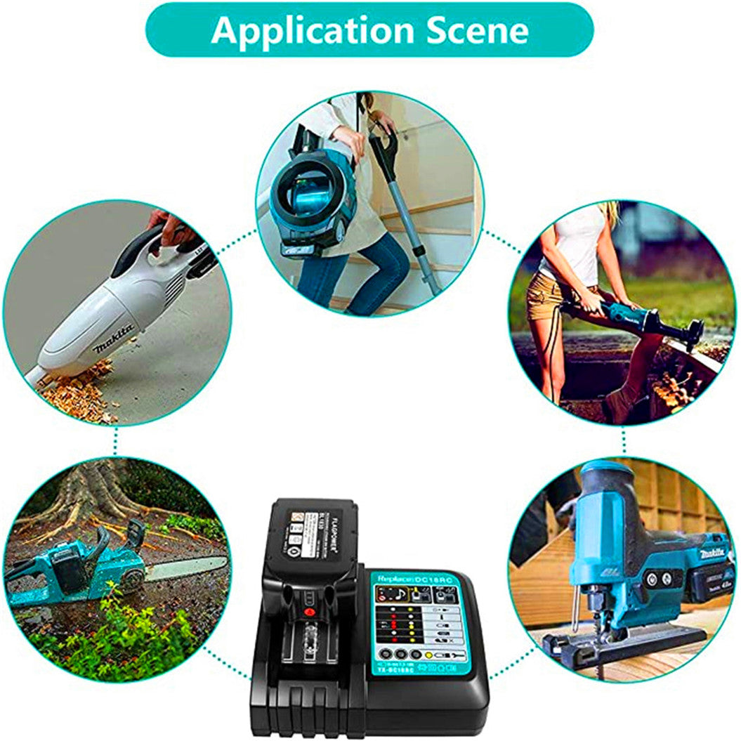 DC18RCクイックチャージャー LEDスクリーン付き 14.4Vおよび18Vバッテリーチャージャー