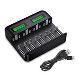 Multi-Slot LCD Battery Charger 8-Slot AA AAA C D Battery Charger Nickel LCD Fast Charger