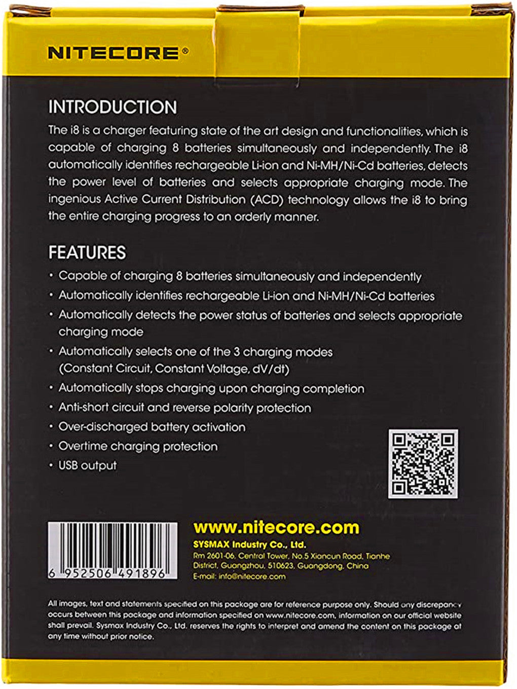 니테코어 i8 8구 충전기 - 리튬 이온, 니켈-수소, 니켈-카드뮴 배터리용, 블랙