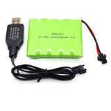 6V 2400mAh rechargeable NI-MH AA battery pack with charging cable (SM plug)