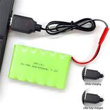 7.2V 2400mAh rechargeable NI-MH AA battery pack with charging cable (JST plug)
