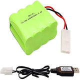 9.6V NiMH battery, 2400mAh rechargeable AA battery pack with USB charging cable and KET 2P connector