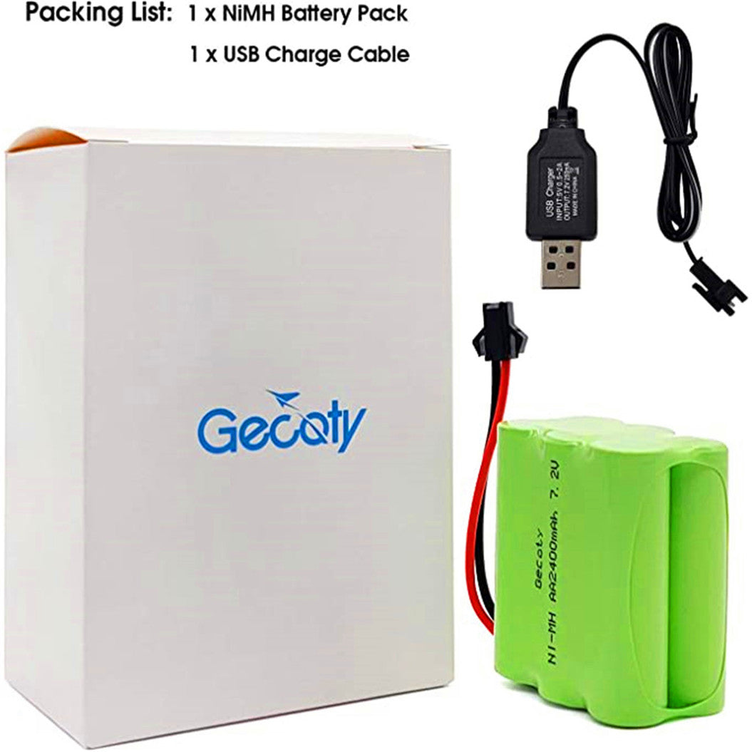 7.2V NI-MH battery, 2400mAh rechargeable AA battery with SM 2P connector and USB charging cable