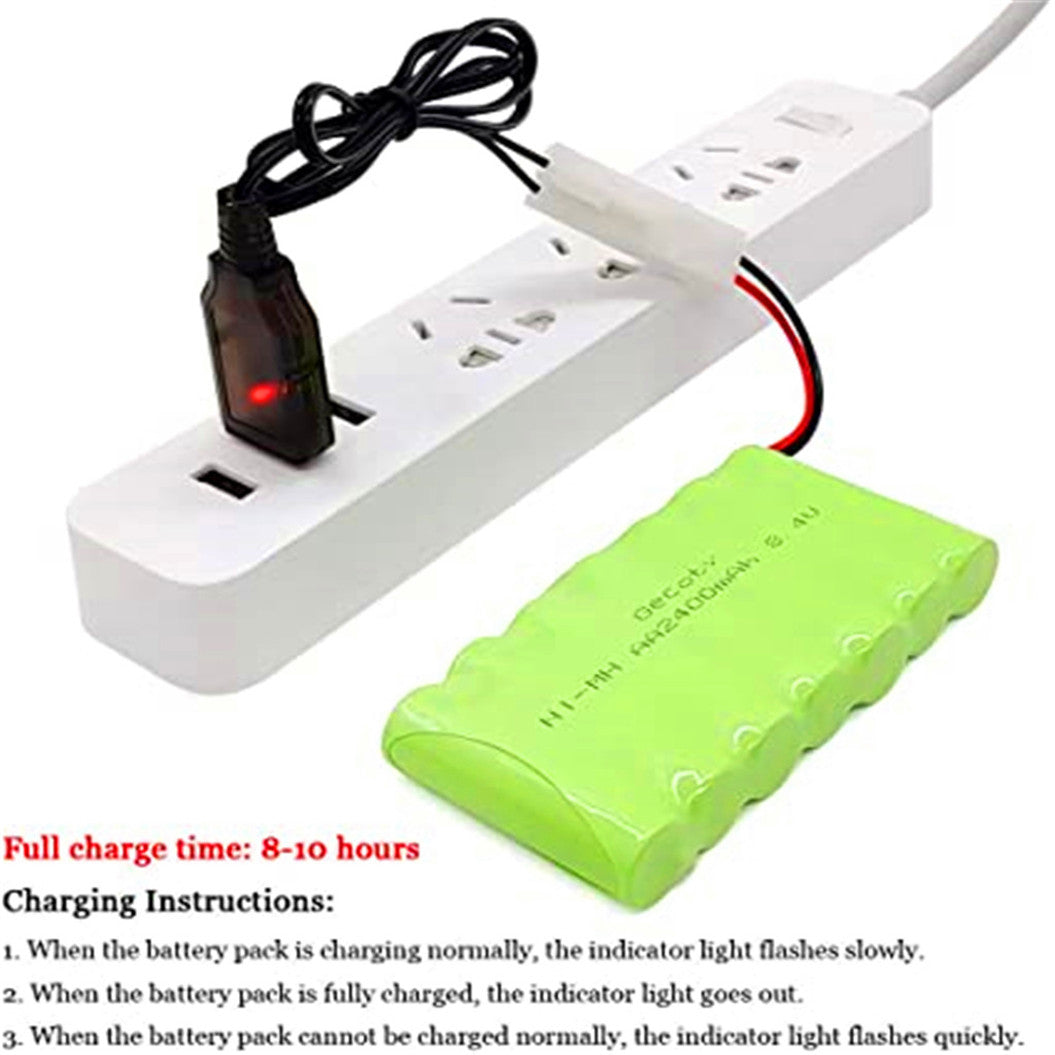 8.4V 2400mAh RC battery, rechargeable NI-MH AA battery pack with USB charging cable and KET 2P plug, for remote-controlled toys