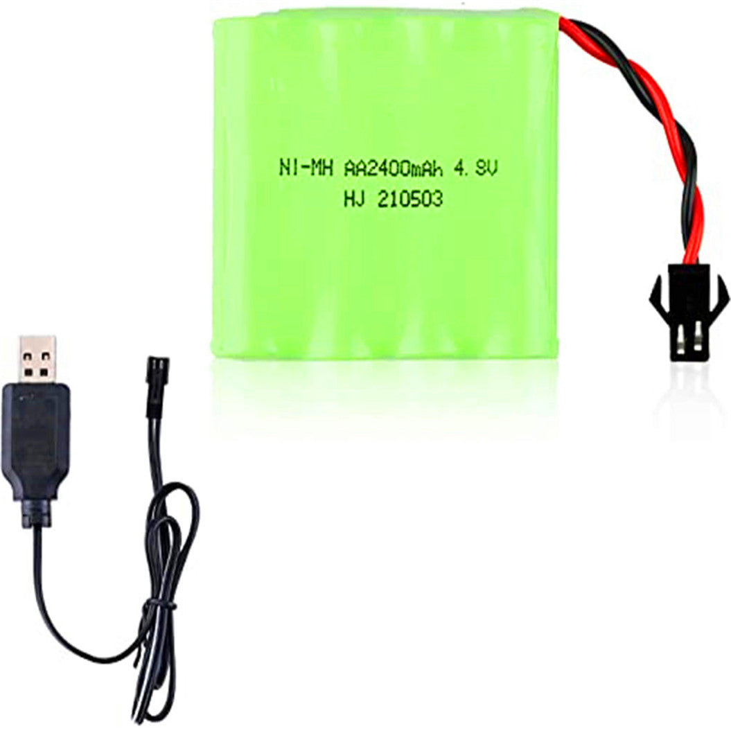 4.8 V 2400 mAh NI-MH AA battery with SM-2P 2-pin connector and USB charging cable