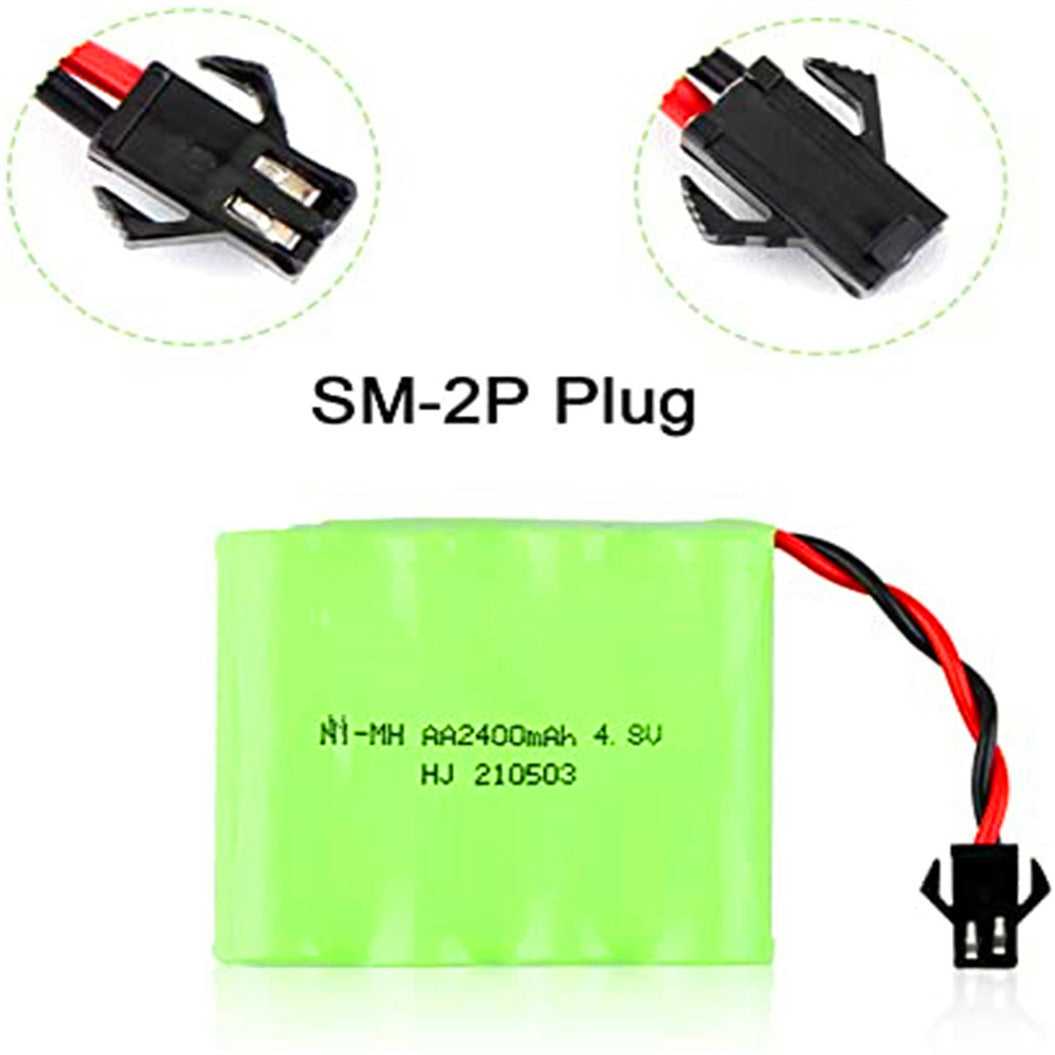 Batería NI-MH AA de 4,8 V y 2400 mAh con conector SM-2P de 2 pines y cable de carga USB