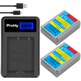 2 pieces 7.6v 2200mAh lithium-ion Battery for LCD USB Single Channel Charger for Olympus E-M5 OM-D E-