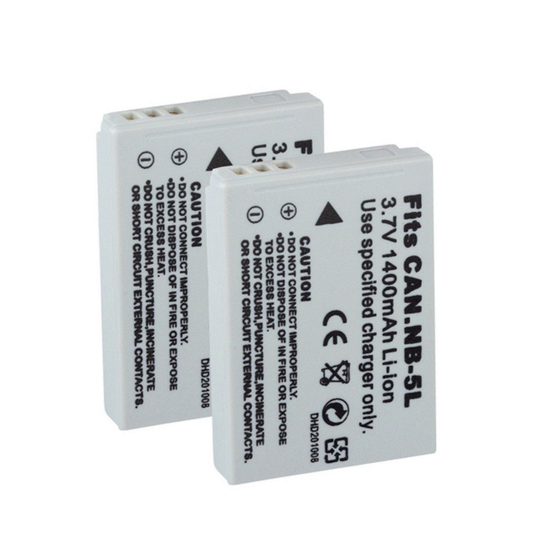 2 pieces 3.7v 1400mah lithium-ion NB-5L battery for Canon ixus 800 sx220