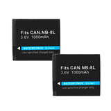 2 pieces 3.6v 1000mah NB-8L lithium-ion battery For Canon PowerShot is a3000, a3100 is, a3300 is, a3200 is, a220