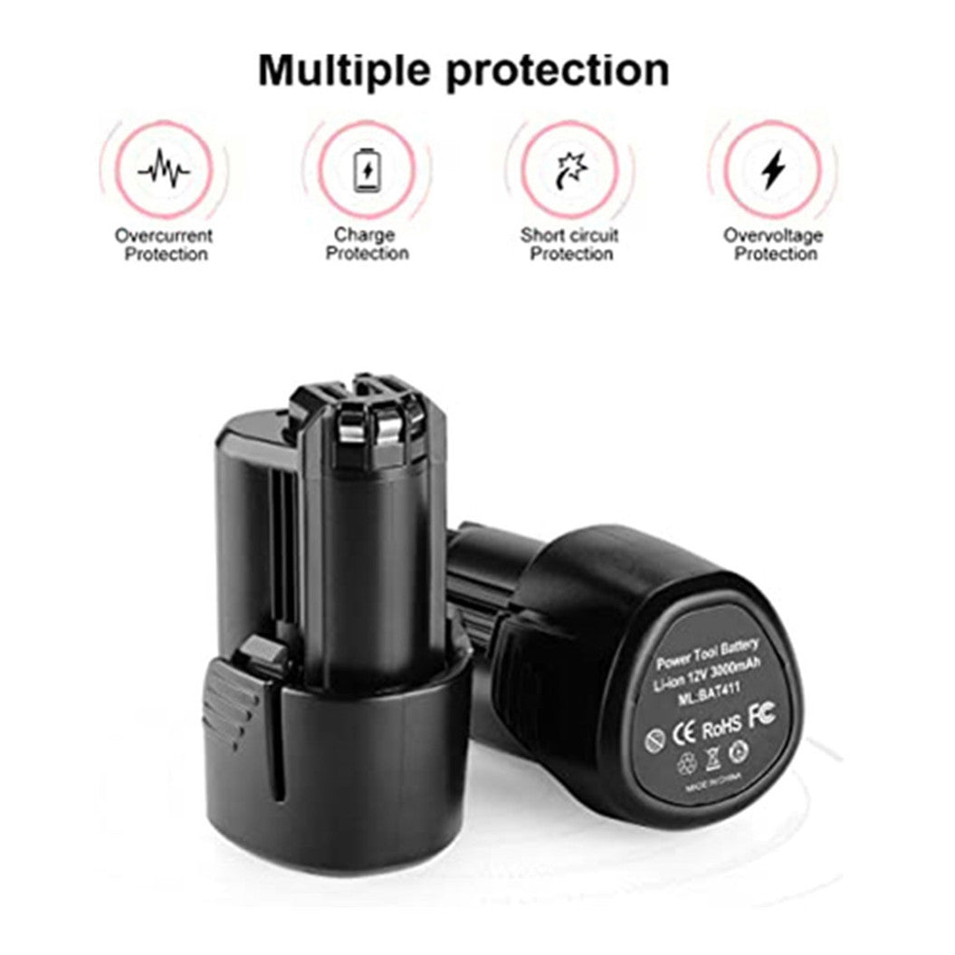 2個セット 12V 3000mAh リチウムイオン交換用バッテリー BAT411 BAT411A BAT412A 用