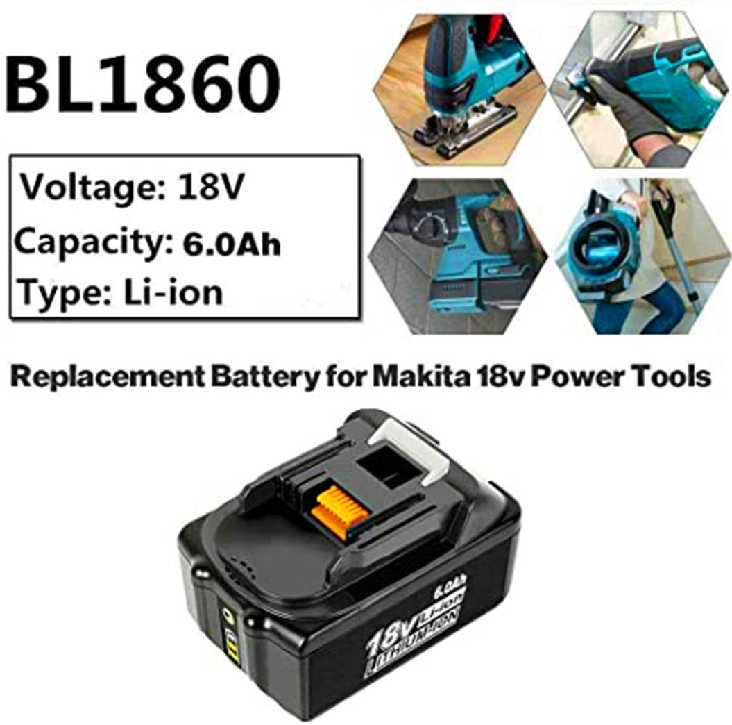 Lot de 2 batteries lithium-ion 6,0 Ah 18 V BL1850B BL1860 BL BL1830 BL1840B 194205-3 LXT-400 avec écran LED