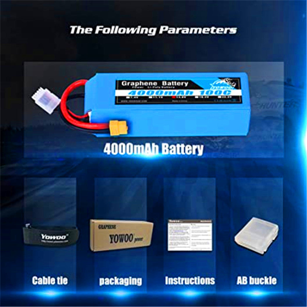 14.8V 4000mAh battery with XT60 and Deans T connector for airplane, multi-rotor, car, truck, boat