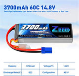 2 packs 14.8V 3700mAh 60C RC lipo batteries with EC5 connector for Helicopter ，RC boat ，RC car