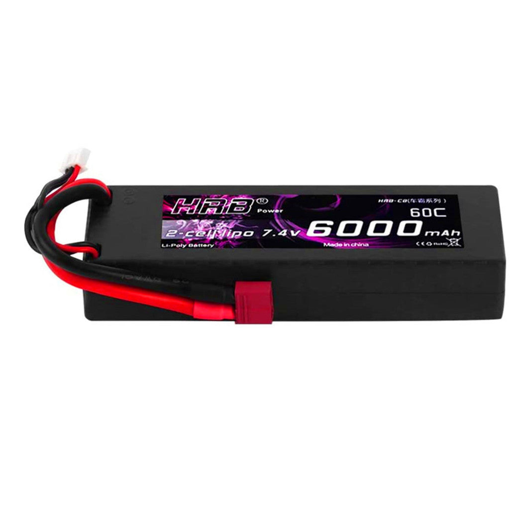 Batería Lipo de 6000 mAh y 7,4 V con conector en T hembra para coche, avión, helicóptero RC
