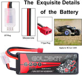 2 Packs 6200 mAh 7.4V Lipo battery with Female T-Connector for RC Car Airplane Helicopter
