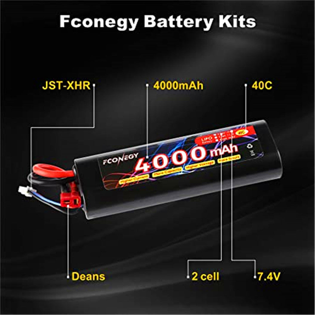 7.4V 4000mAh LiPo RC battery with Deans T connector for RC Buggy，Traxxas, LOSI, Team Associated