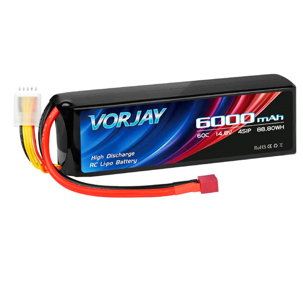 Batería de LiPo de 14,8 V y 6000 mAh con conector Deans T y conector XT 60 para helicópteros, aviones, coches RC y aviones RC