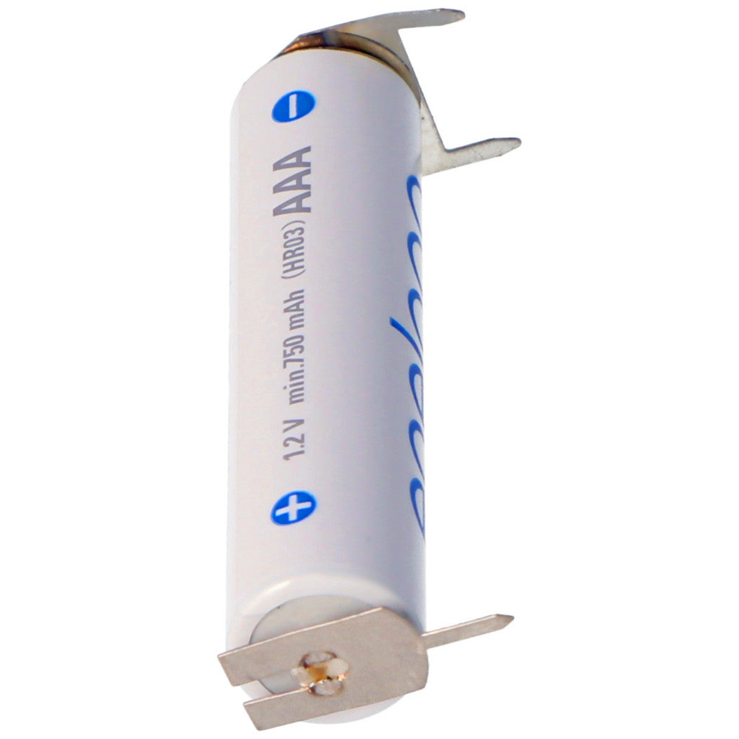 Lot de 2 batteries AAA NiMH 1,2 V 800 mAh avec contacts imprimés à 3 broches pour fabricant/marque : Universal