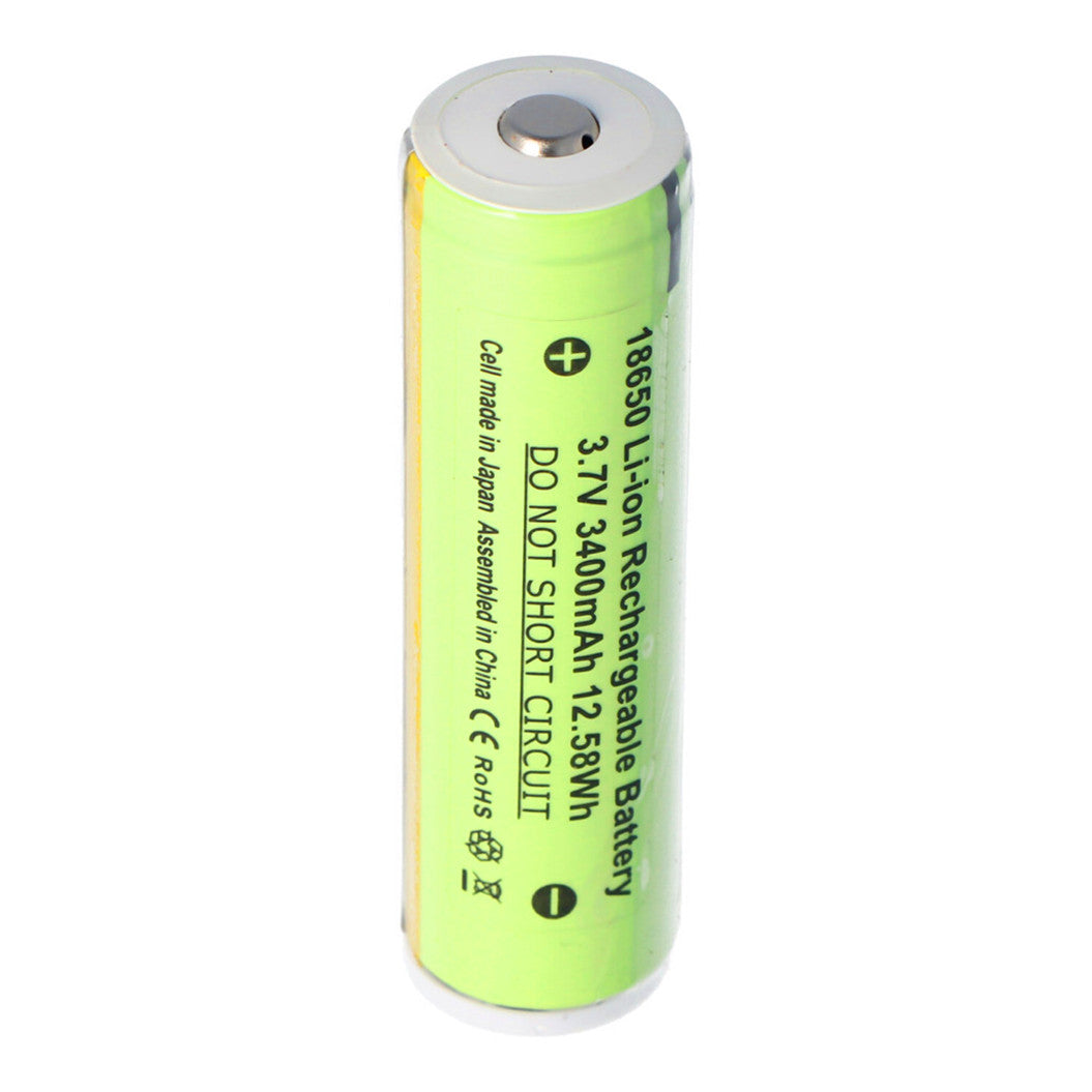 Batterie Li Ion 18650 avec 3400mAh et son propre circuit de protection, veuillez noter environ 69 x 18,61 mm