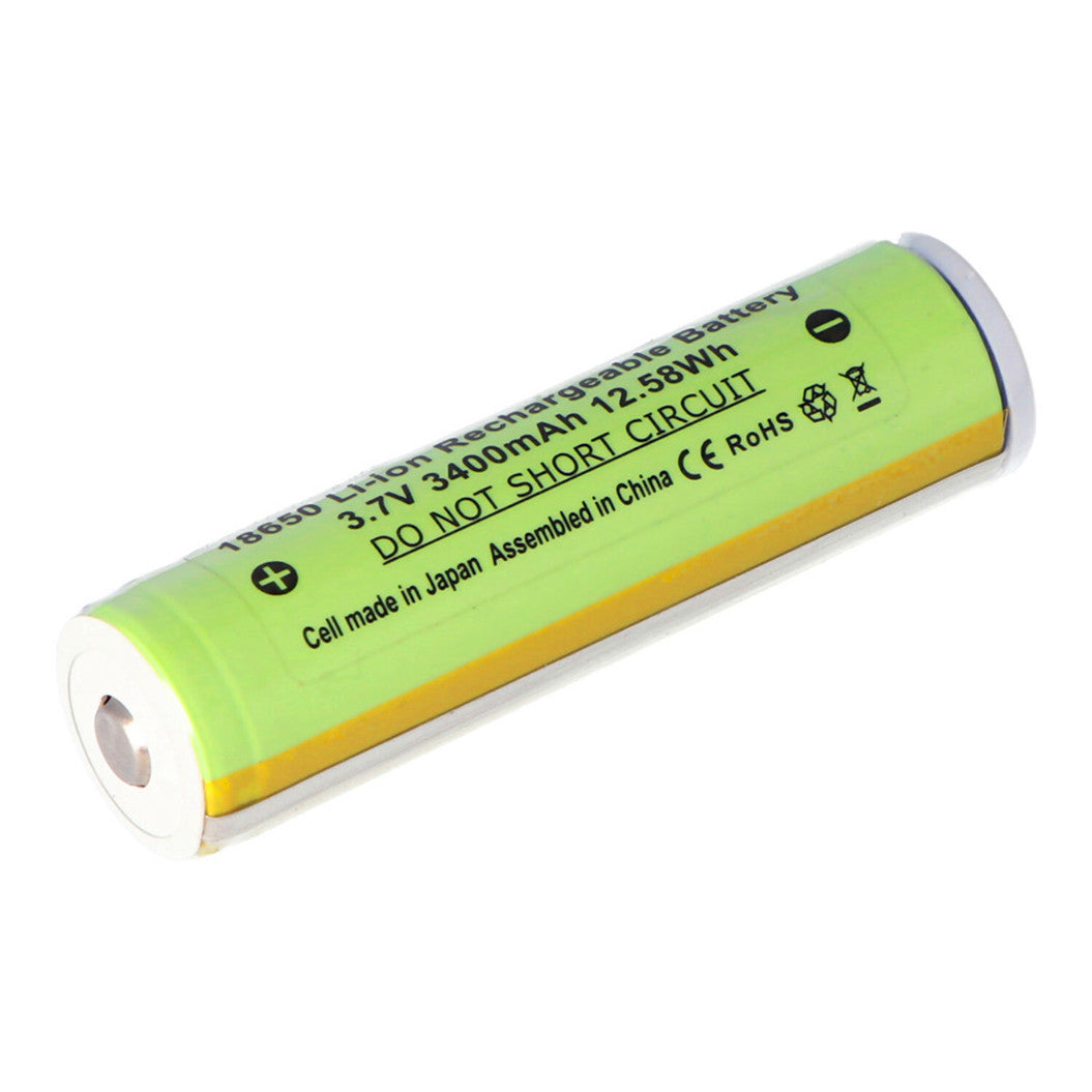 Batterie Li Ion 18650 avec 3400mAh et son propre circuit de protection, veuillez noter environ 69 x 18,61 mm